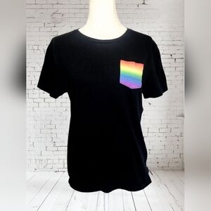 Hollister Black Tee with Rainbow Pocket